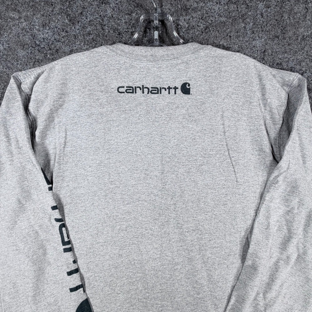 Carhartt Dearborn Long Sleeve T-Shirt Mens L Heather Gray Logo Original Fit - Picture 12 of 16